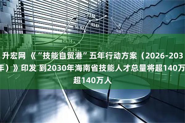 升宏网 《“技能自贸港”五年行动方案（2026-2030年）》印发 到2030年海南省技能人才总量将超140万人